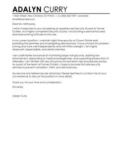 Security officer cover letter