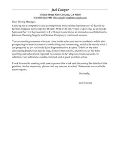 inside sales cover letters