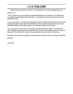 general maintenance technician cover letter general maintenance cover letters