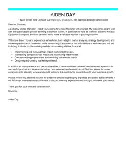 email marketing cover letters