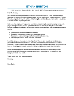 cover letter student examples