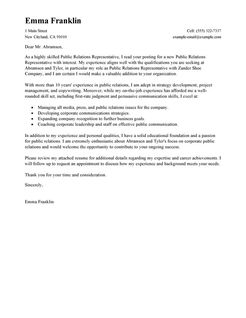 Cover letter examples for entry level public relations