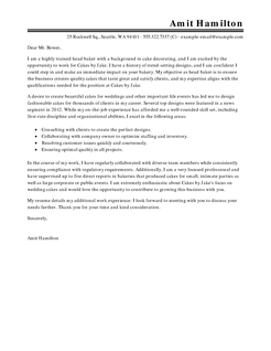 Sample cover letter baker