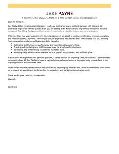 best retail assistant manager cover letter examples