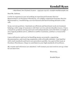 service representative cover letters