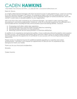 Examples of general cover letter