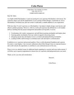 Cover letter for retail merchandising position