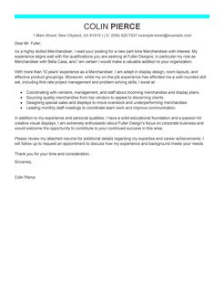 assistant merchandiser cover letter