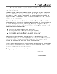 Cover letter socail service counseling