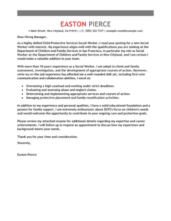 Cover letter for entry-level social work position