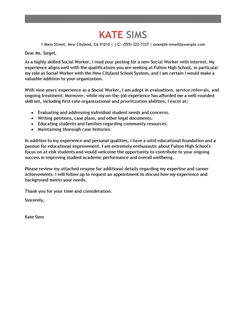 Social service worker cover letter examples