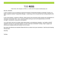 warehouse manager cover letter