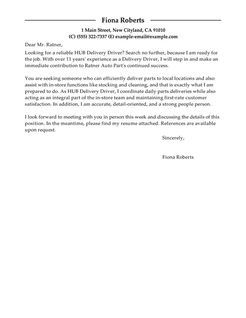 best hub delivery driver cover letter examples livecareer