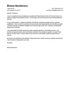 best pizza delivery drivers cover letter examples livecareer