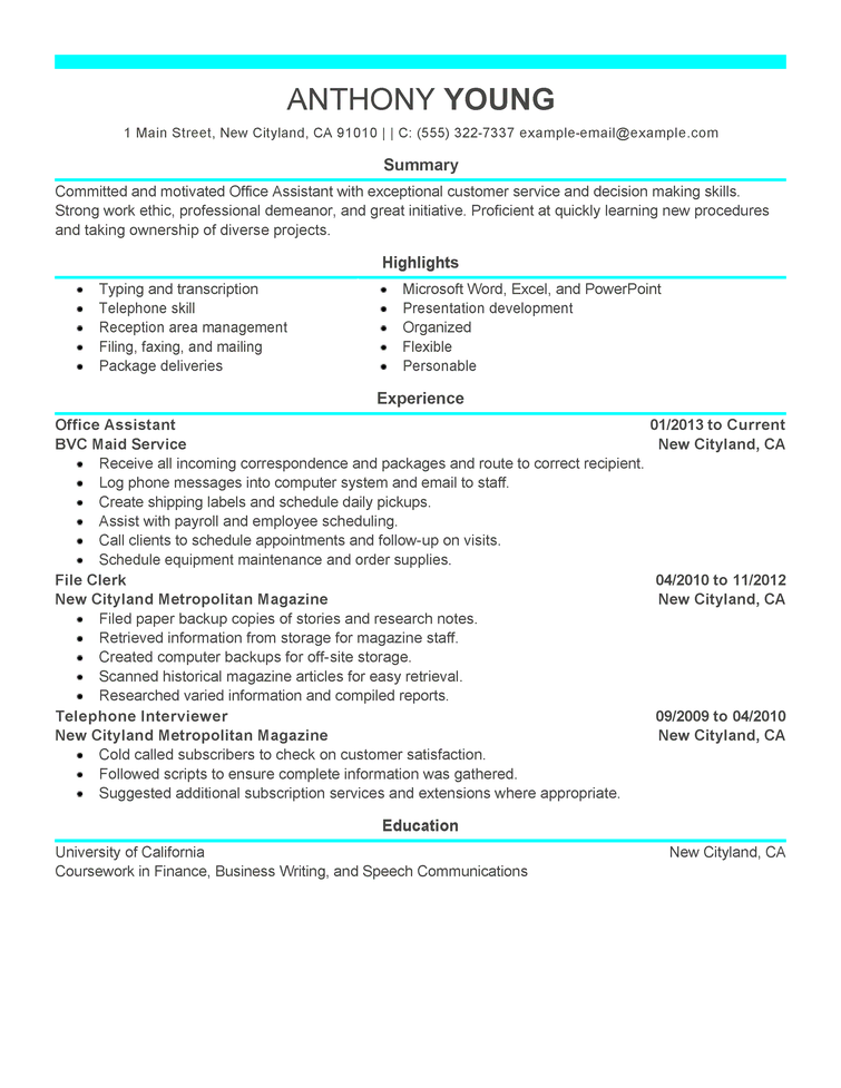 Resume artist assistant