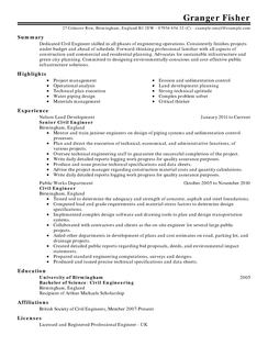 example engineer resume