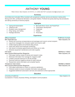 office assistant resume examples