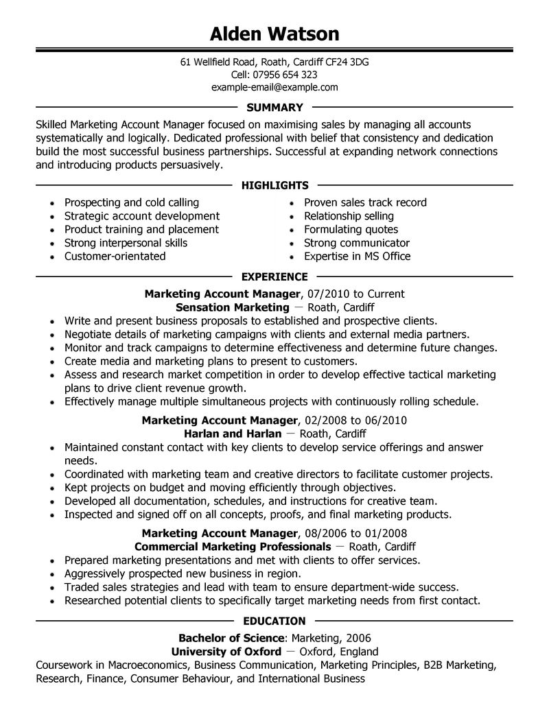 Resume formats for marketing professionals