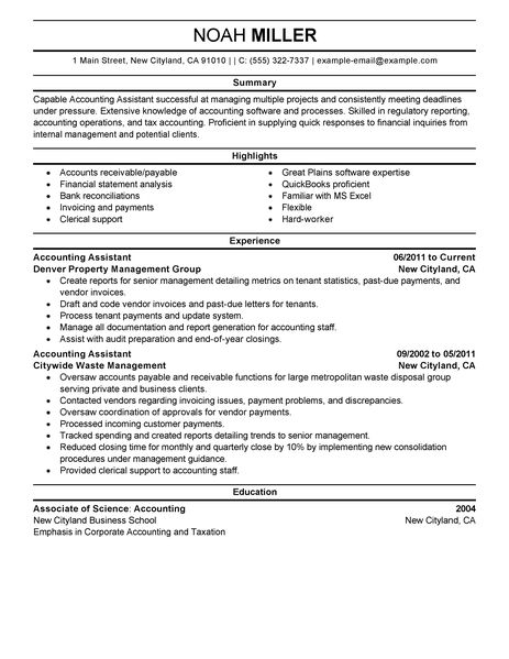 Account resume examples