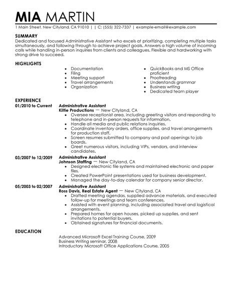 Office jobs resume examples