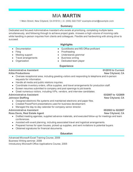 Administrative assistant resume