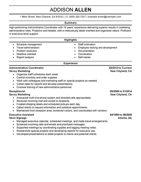 Resume general administration