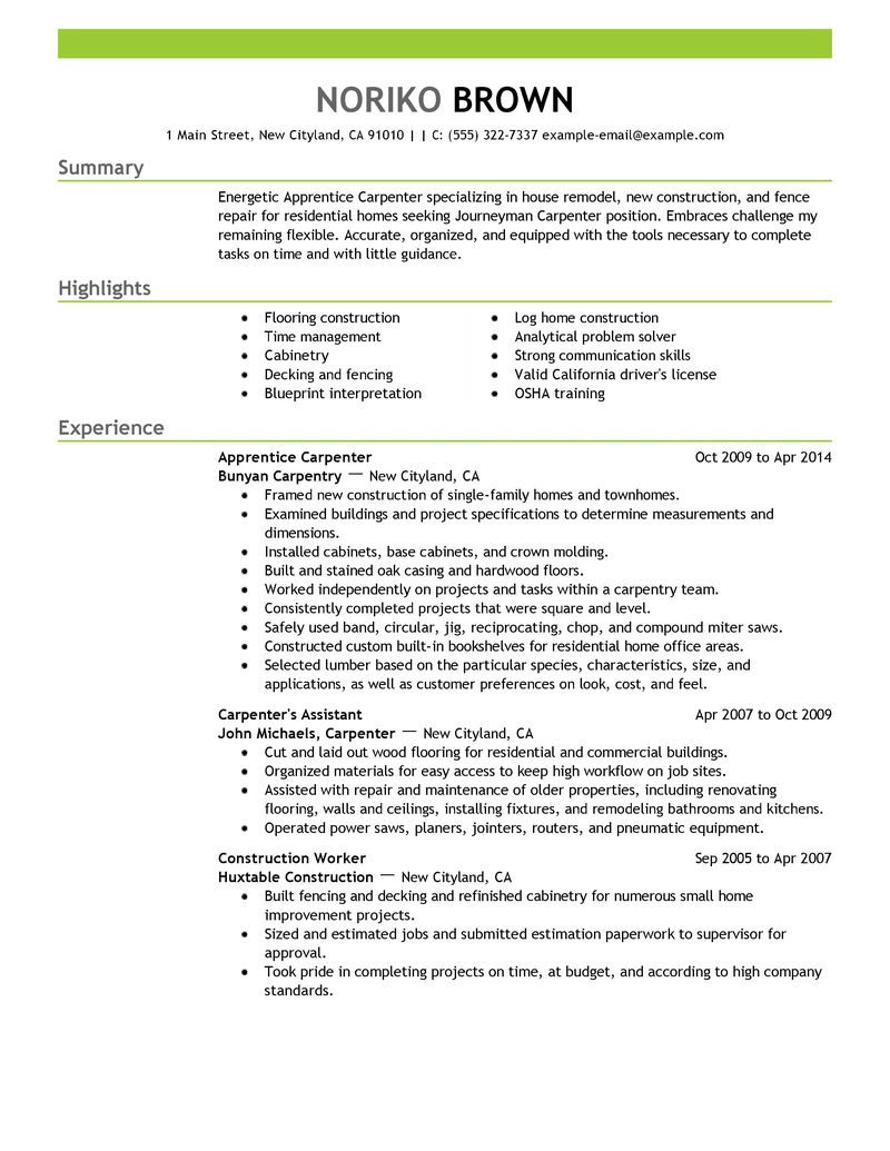 carpentry contract template