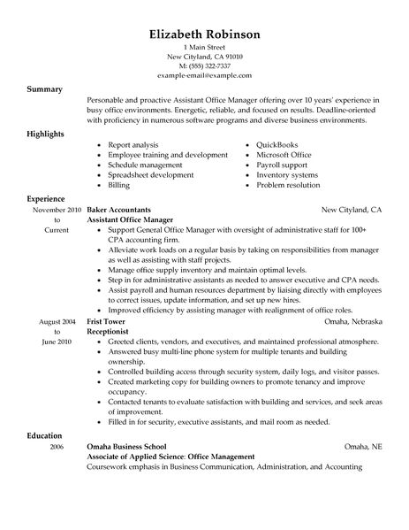 Assistant school director resume