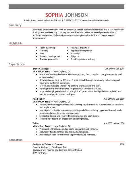 Professional management resume examples