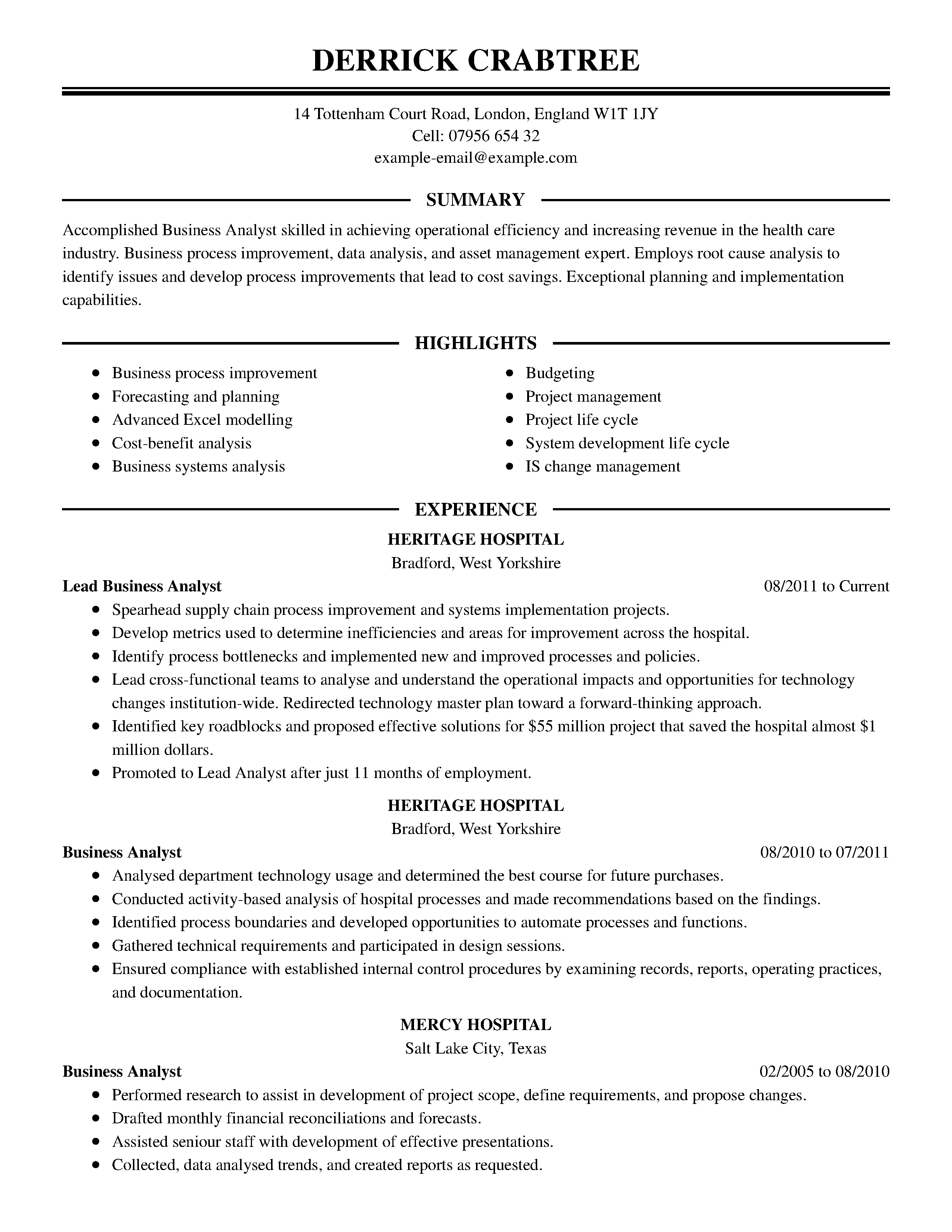 sample resume for company