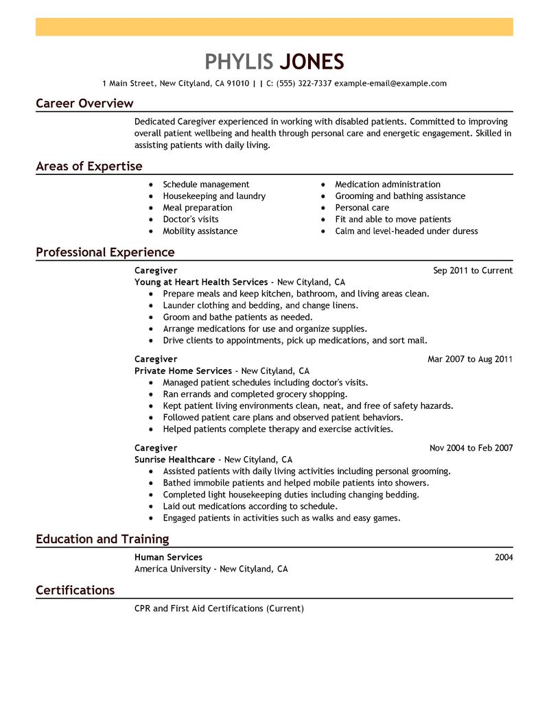 how to write a caregiver resume care