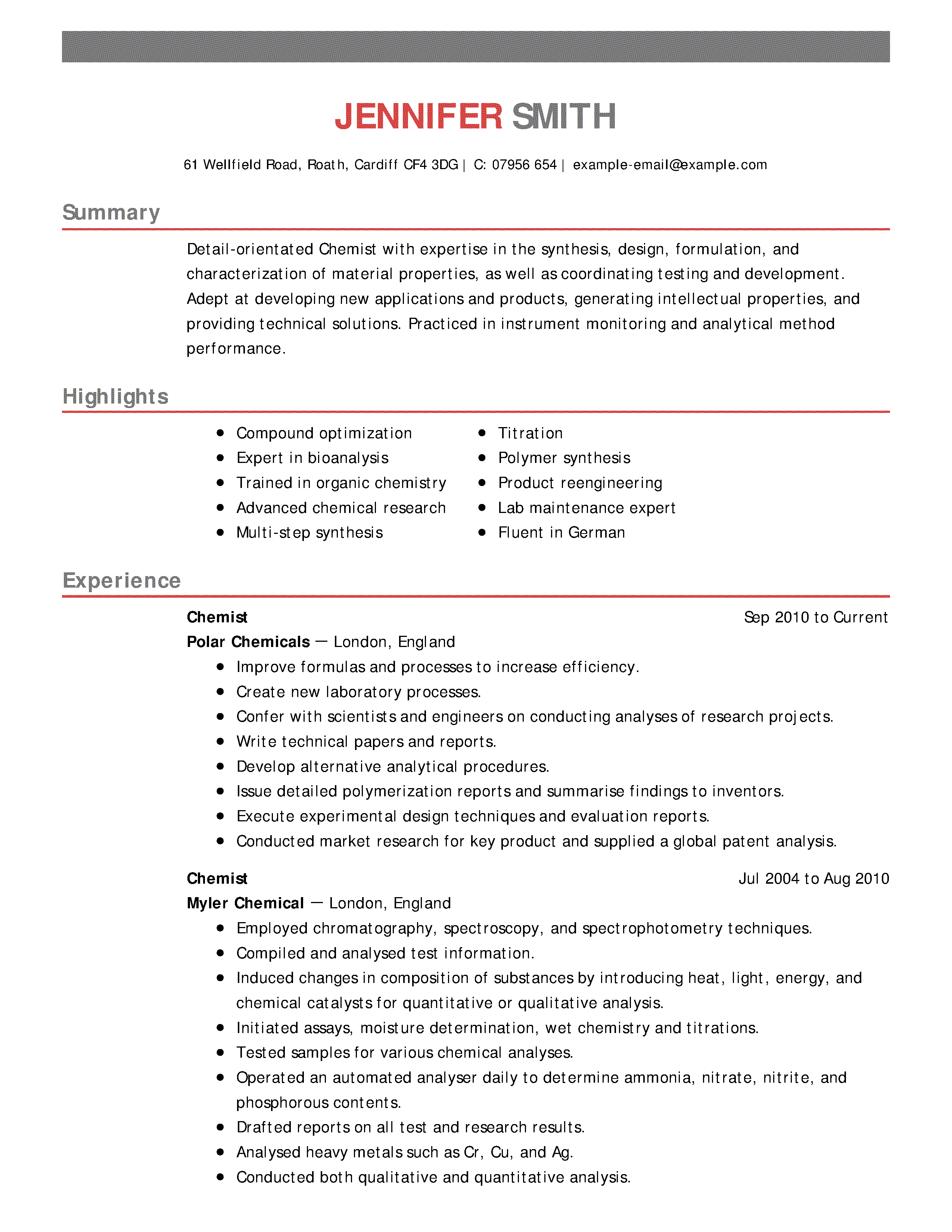 Science resume