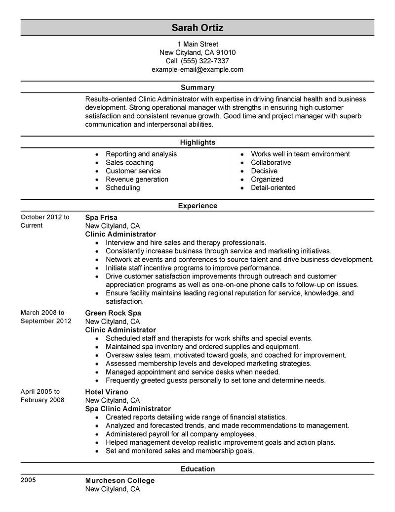 gym manager resumes