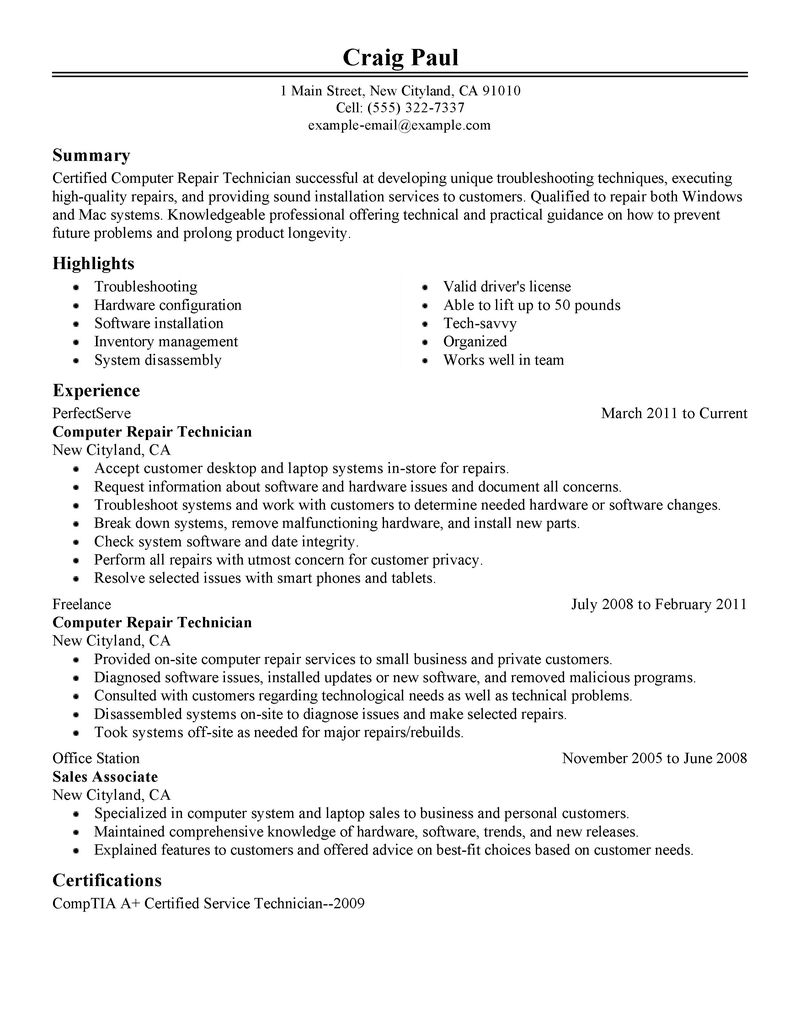 Computer Resume Examples RESUMEBULKMAILER