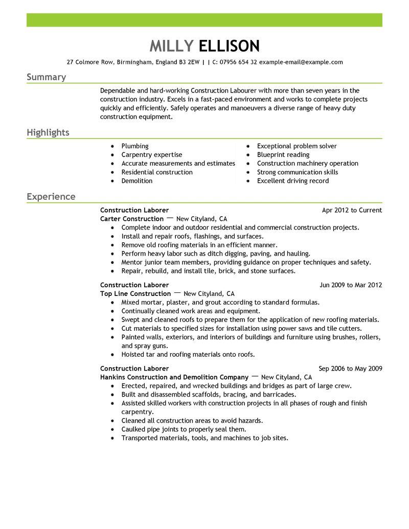 Construction operations specialist 2 resume