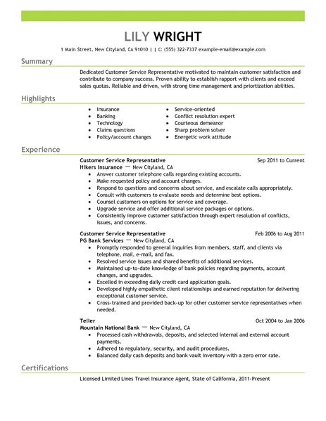 Customer services resume sample