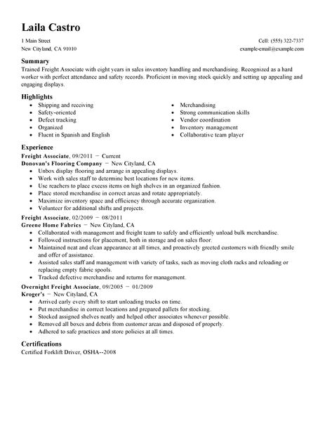 freight sales resume samples