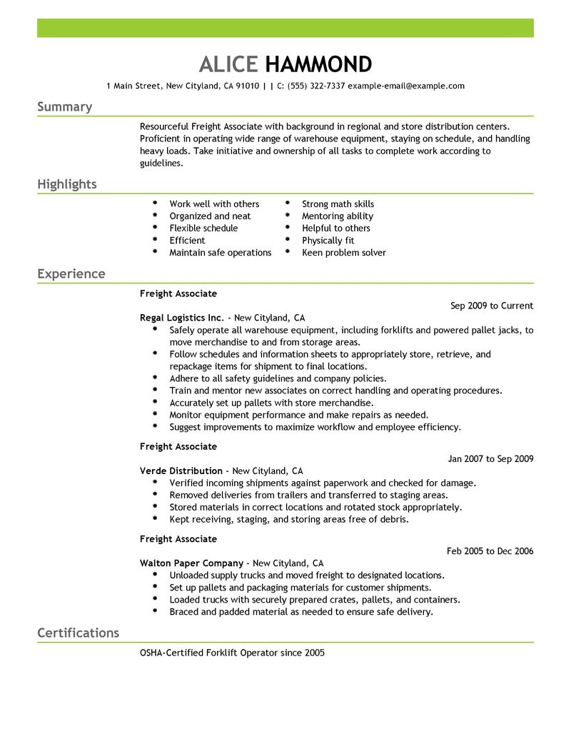 freight sales resume samples