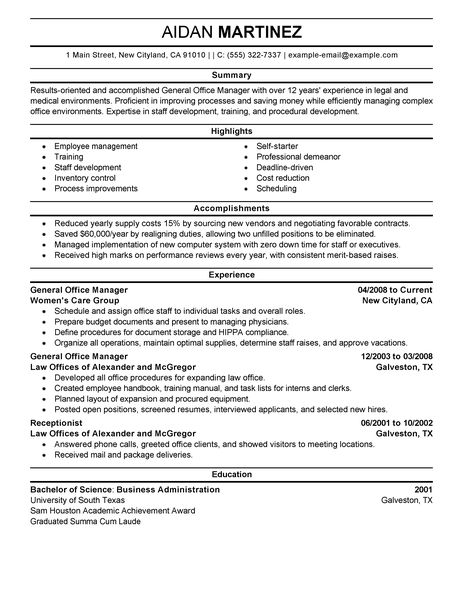 General business resume template