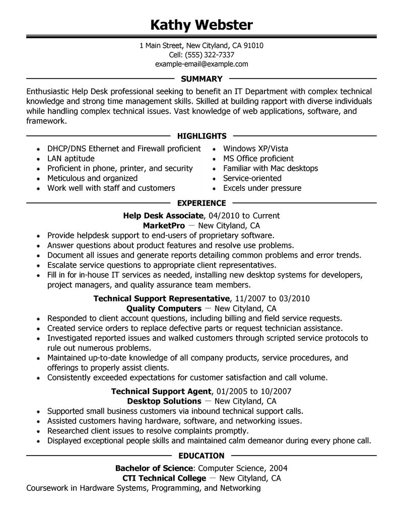 Bilingual and help desk resume