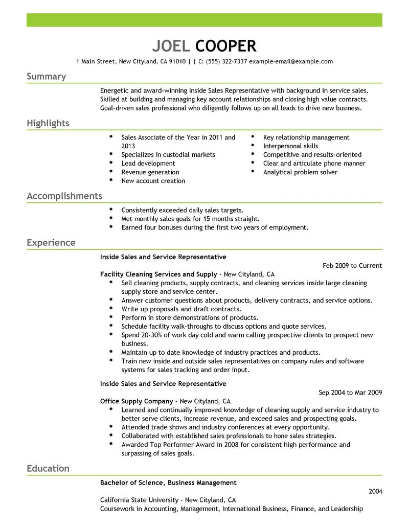 inside sales associate resume job description