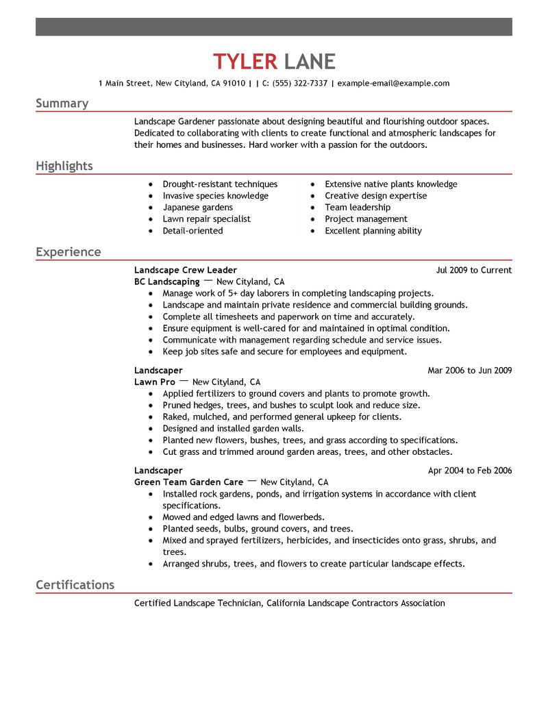 Home repair resume