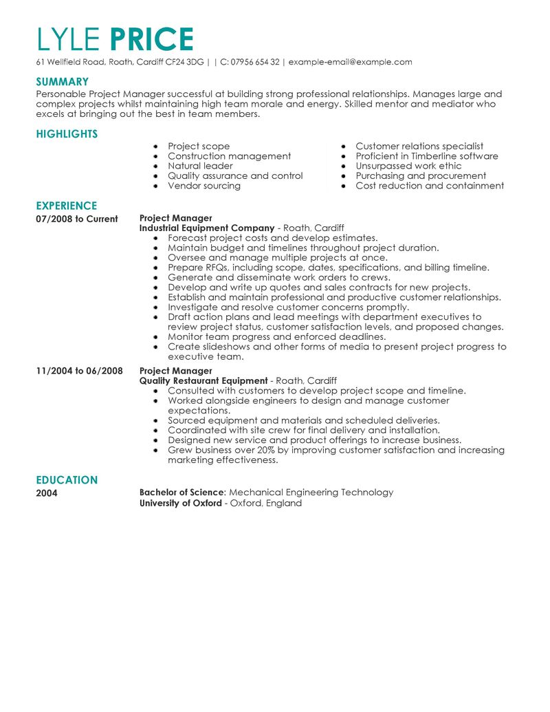 resumes for management