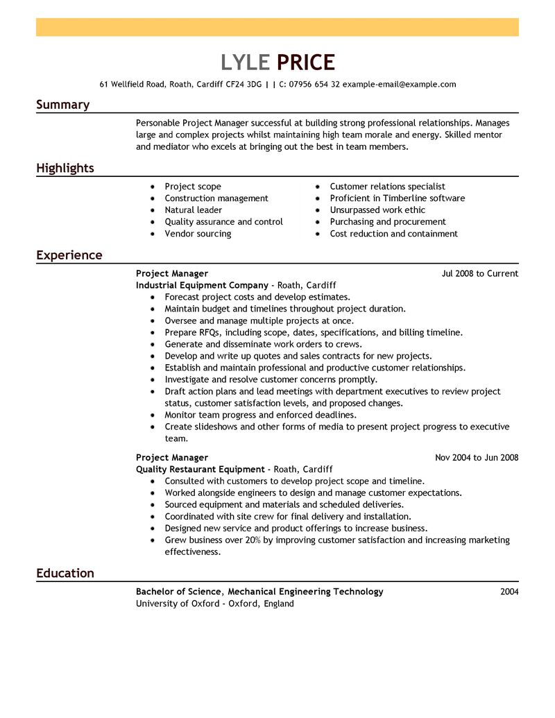 resumes for management