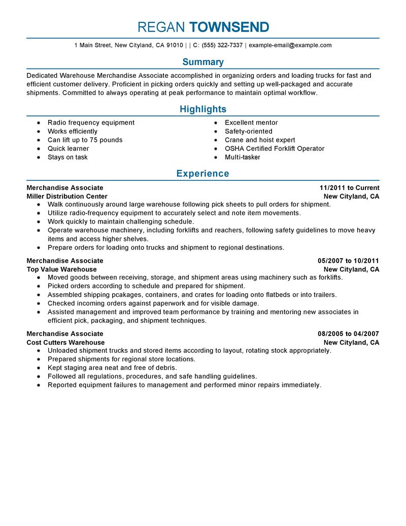 merchandise associate job description