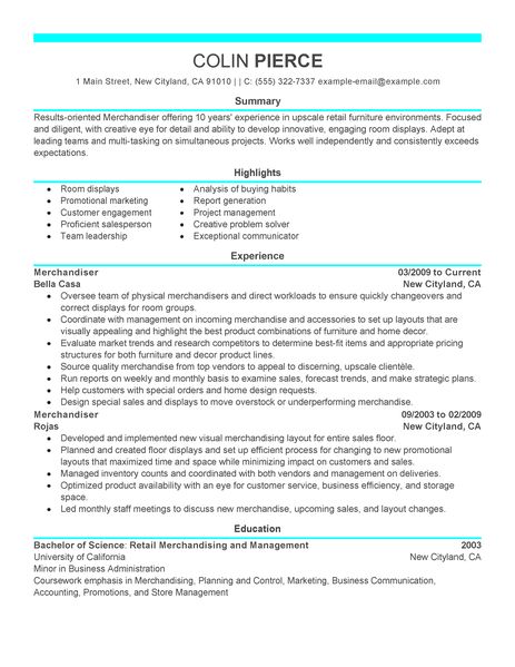 Merchandiser resume examples