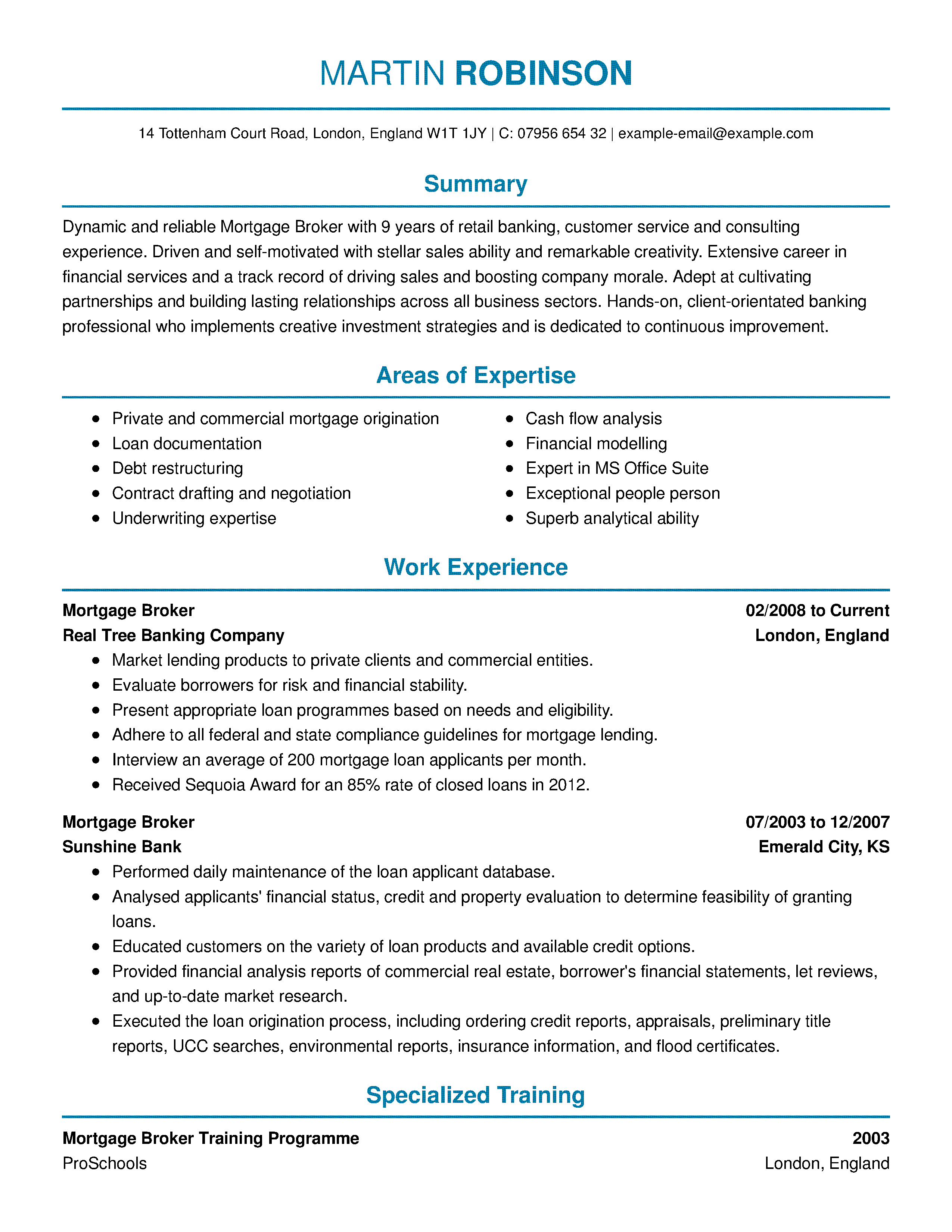 real estate resume summary of qualifications