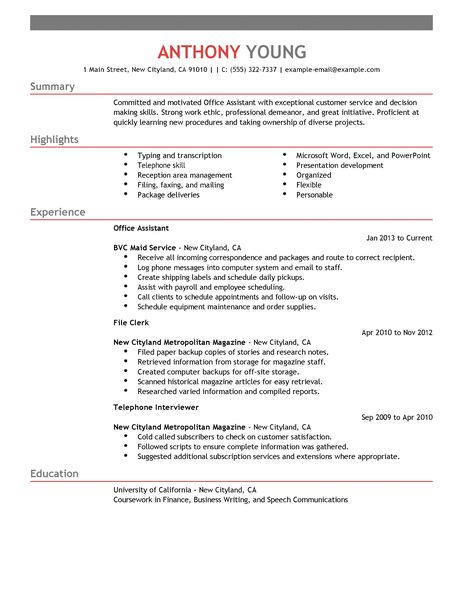 Free example of administrative assistant resume