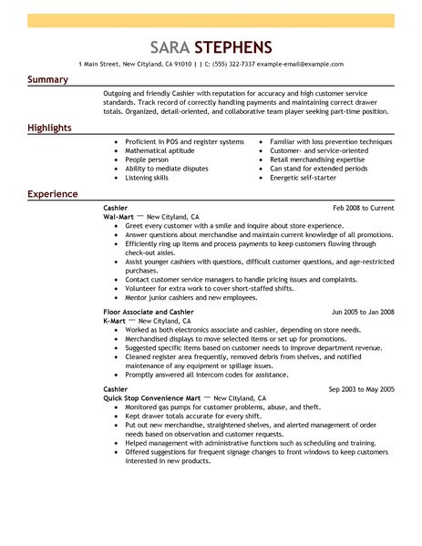 Resume experience for cashier