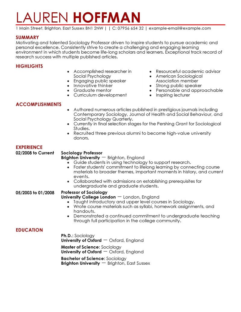 resume format education